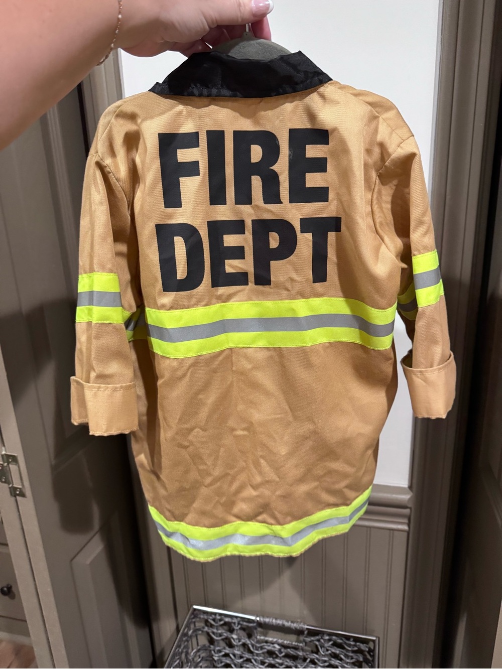 Melissa & Doug Tan Fire Dept Play Jacket with Yellow Reflective Stripes